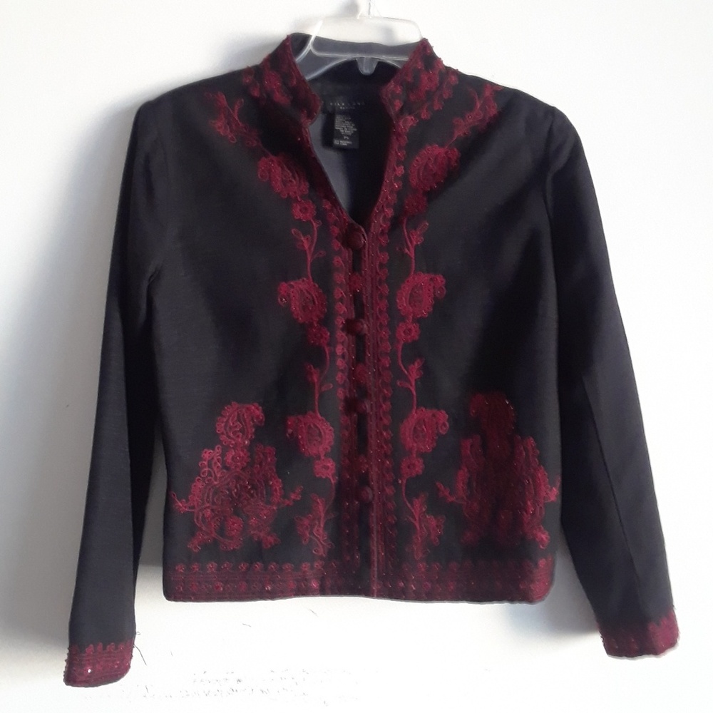 Silkland red embroidery sequence black Blazer